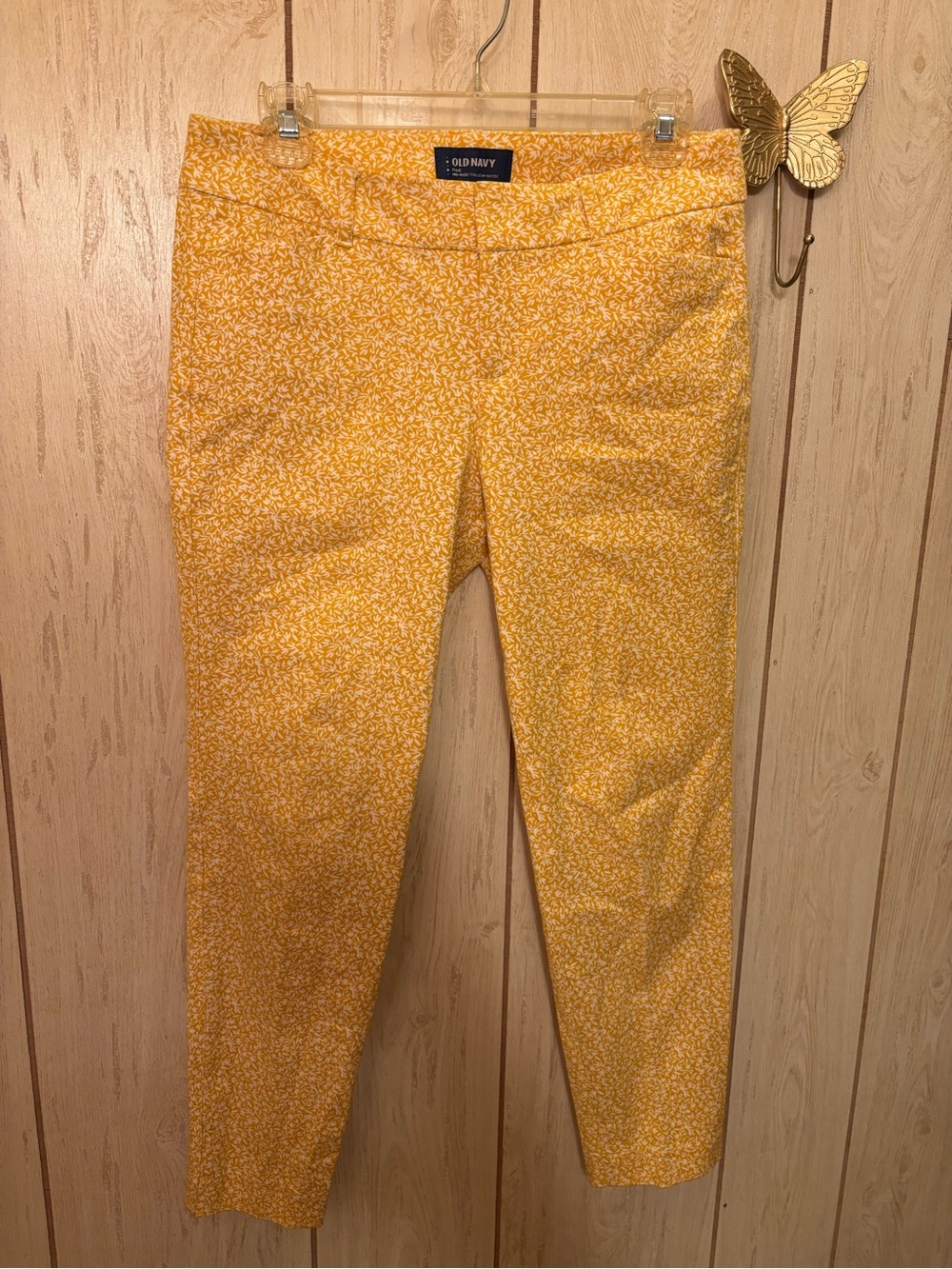 Old Navy Yellow Ditsy Floral Cropped Ankle Pants
